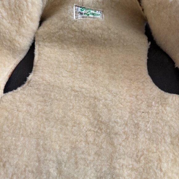 Vintage Genuine Leather Shearling Lined Vest Hecho En Mexico Size 10 Brown & Tan - Picture 5 of 5